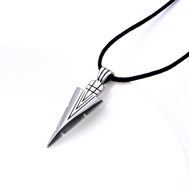 Alphm Men's 925 Sterling Silver Steampunk Arrow Arrowhead Cords Hip Hop Pendant Necklace Leather Chain - Image 2